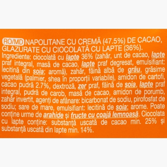 Napolitane cu ciocolată cu lapte și cremă de cacao 180g