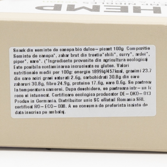 Snack din semințe de cânepă eco 100g