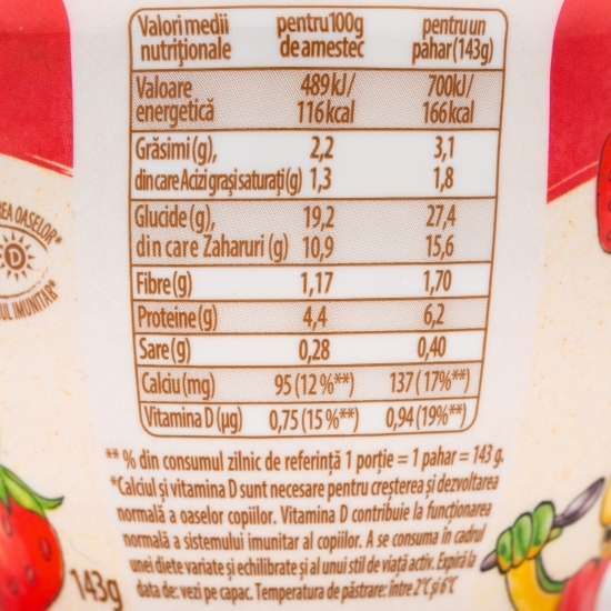 Iaurt Mic Dejun cu căpșuni și topping de cereale, 2% grăsime, 143g