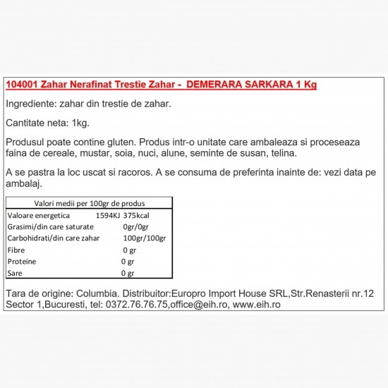 Zahăr din trestie 1kg