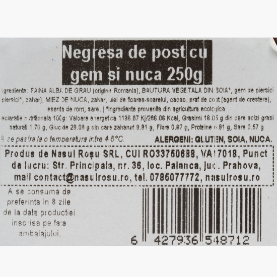 Negresă cu gem și nucă, de post 250g