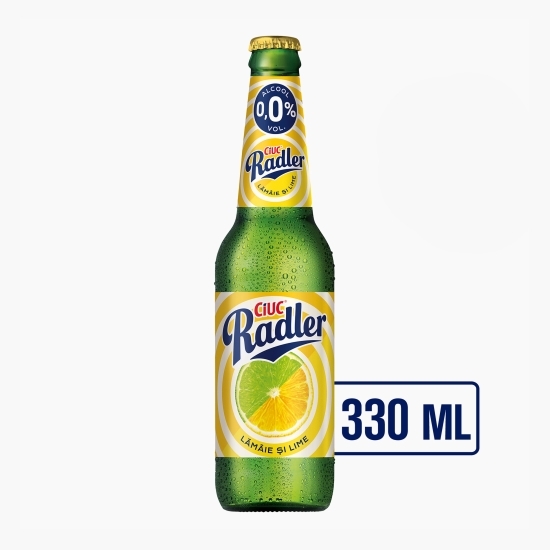 Bere cu gust de lămâie și lime cu 0% alc. sticlă 0.33l