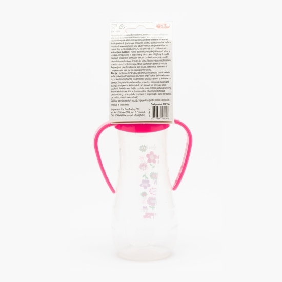 Biberon cu mânere roz, +0 luni, 275ml