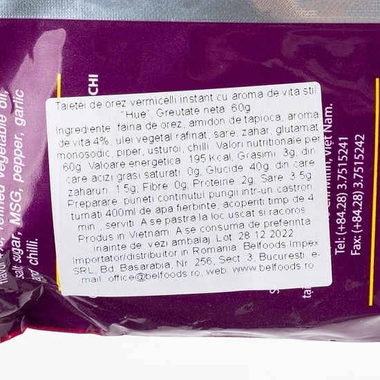 Tăiței de orez instant cu aromă de vită Vermicelli 70g