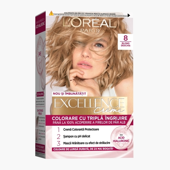 Vopsea de păr permanentă, 8 Blond deschis 192ml