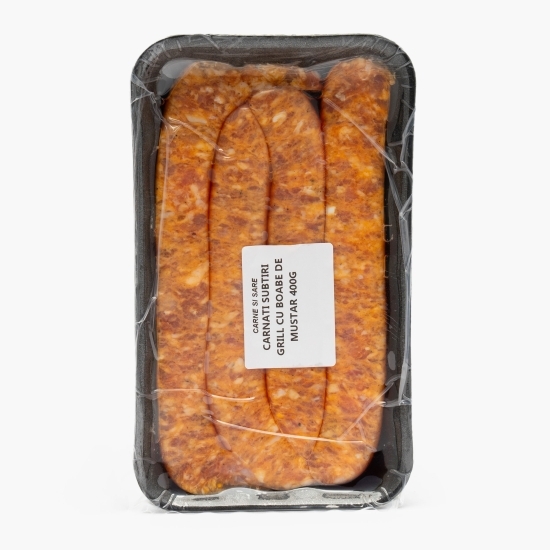 Cârnați subțiri grill cu boabe de muștar 400g