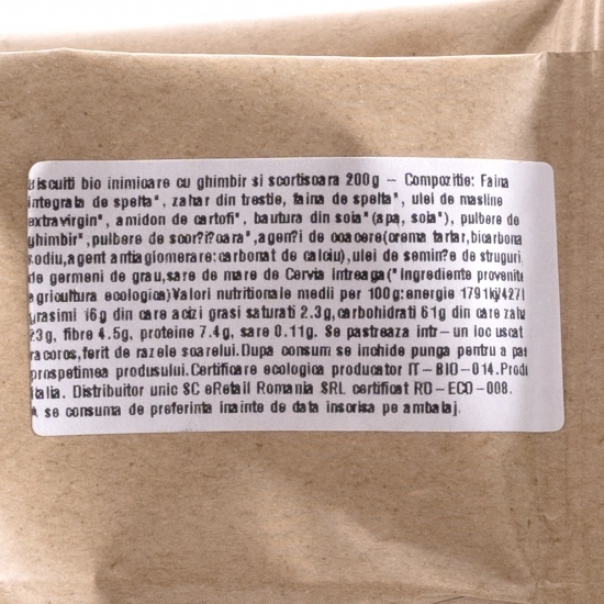 Biscuiți eco inimioare cu ghimbir și scorțișoară 200g