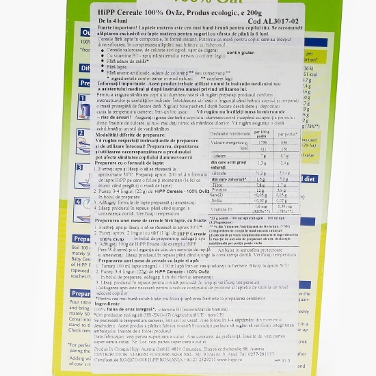 Cereale eco 100% ovăz, +4 luni, 200g