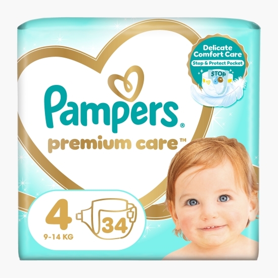 Scutece Premium Care, mărimea 4, 9-14kg, 34 buc