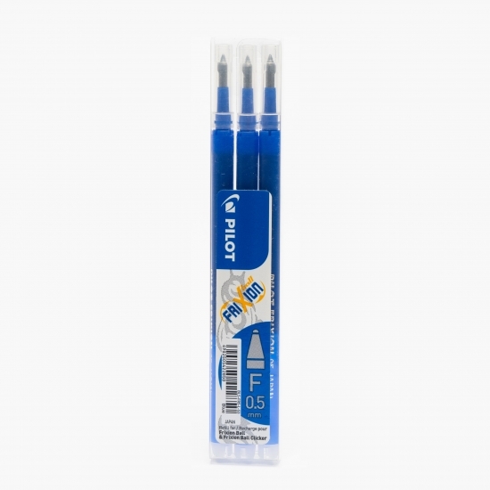 Set 3 rezerve roller Frixion Ball, 0.5 mm, vârf fin, albastru