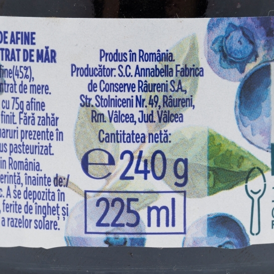 Dulceață de afine fără zahăr adăugat 240g
