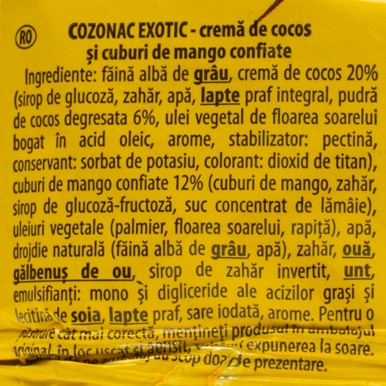 Cozonac exotic cu cremă de cocos și mango 400g