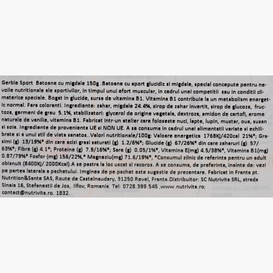 Batoane cu migdale Sport & Energie, 6x25g