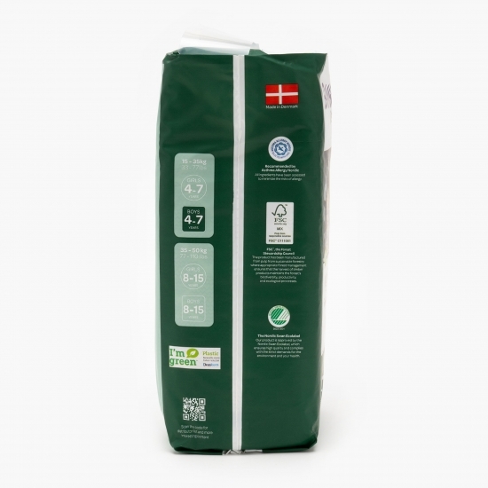 Scutece eco de noapte băieți, 0% clor, 4-7 ani, 15-35kg, 10 buc