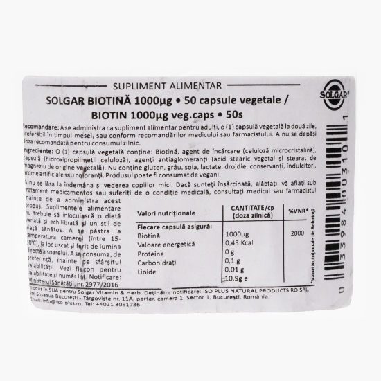 Biotin 1000 mcg , 50 capsule