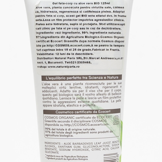 Gel hidratant aloe vera, bio 125ml