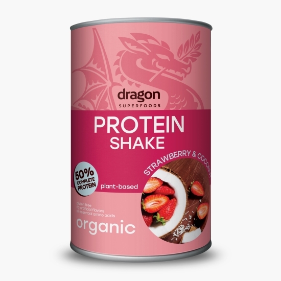 Shake proteic eco cu căpșuni și cocos, fără gluten 450g 