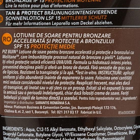 Loțiune cu protecție solară pentru bronzare accelerată SPF 15, 150ml