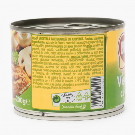 Pastă vegetală tartinabilă cu ciuperci 200g