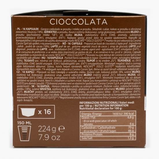 Capsule ciocolată caldă, 16 băuturi, 224g
