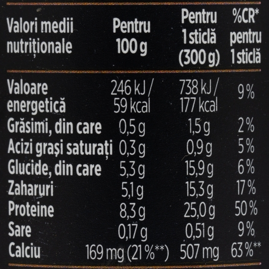 Iaurt de băut proteic cu gust de stracciatella, fără lactoză și fără zahăr adăugat 300g
