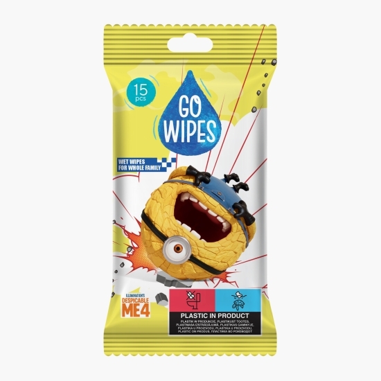 Șervețele umede pentru copii Minions, diverse modele, 15 buc