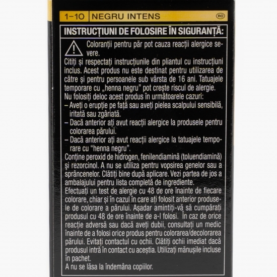 Vopsea de păr permanentă fără amoniac Oleo Intense, 1-10 negru intens, 115ml
