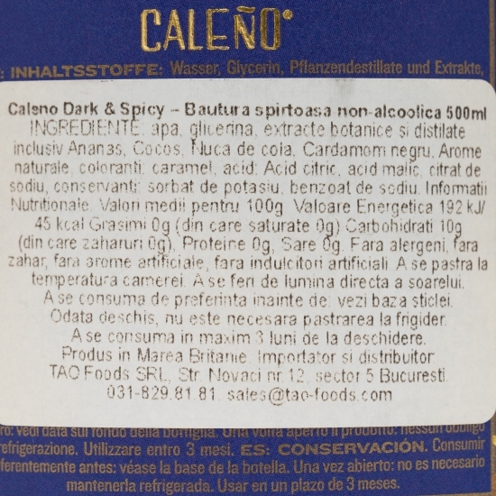 Rom fără alcool Dark&Spicy 0.5l