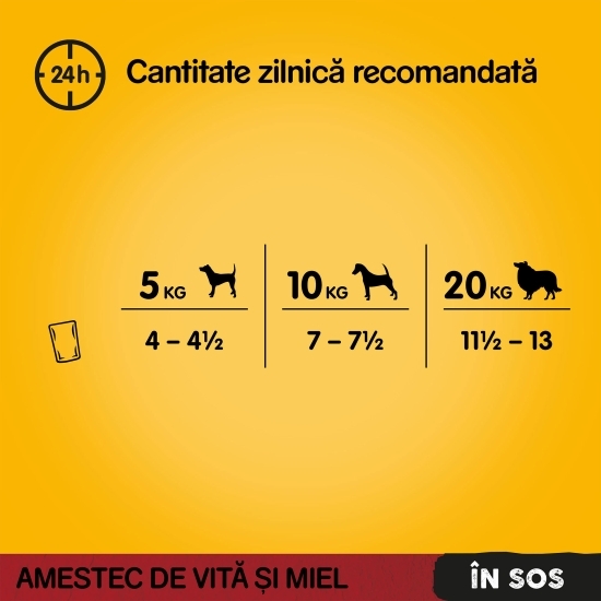 Hrană umedă pentru câini adulți, 100g, cu vită și miel în sos