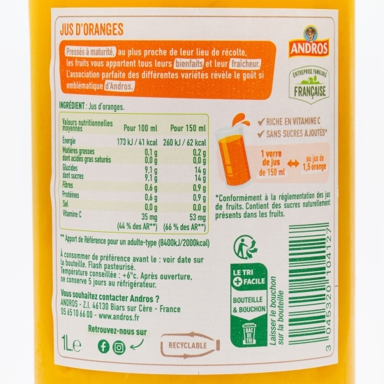 Suc de portocale fără zahăr adăugat 1l