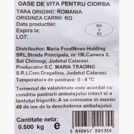 Oase de vită pentru ciorbă, 500g
