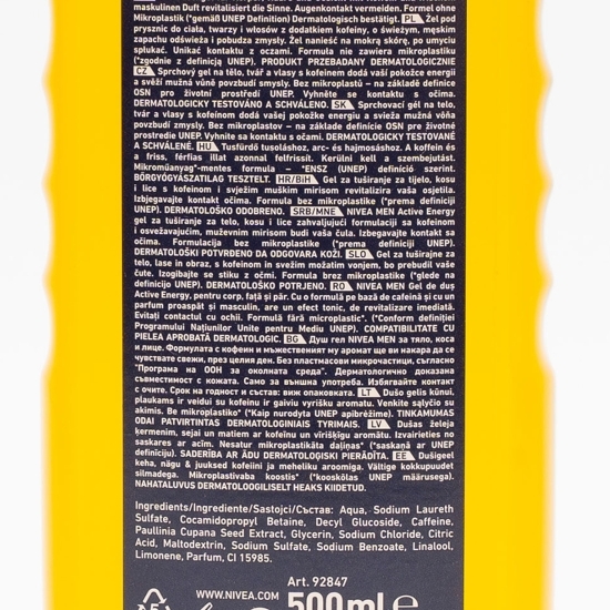 Gel de duș pentru bărbați Men Active Energy 0.5l