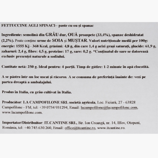 Paste Fettuccine agli spinaci 250g