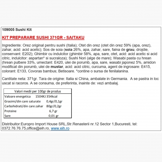 Kit preparare sushi 371g