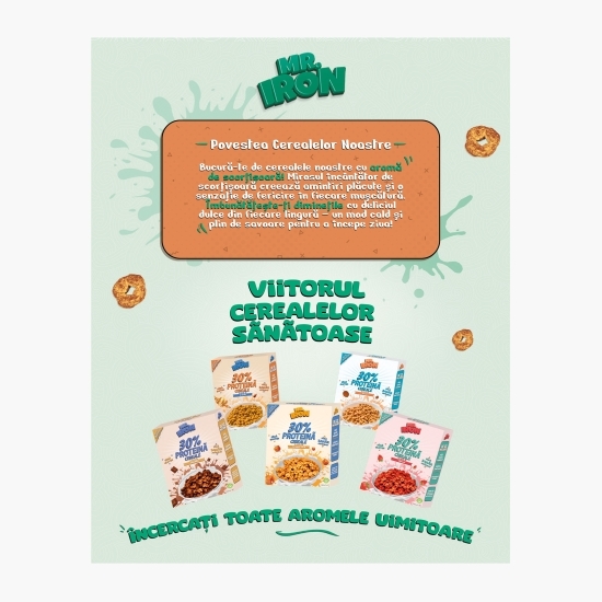 Cereale vegane cu scorțișoară, cu 30% proteină, fără zahăr, low carb, fără gluten 250g