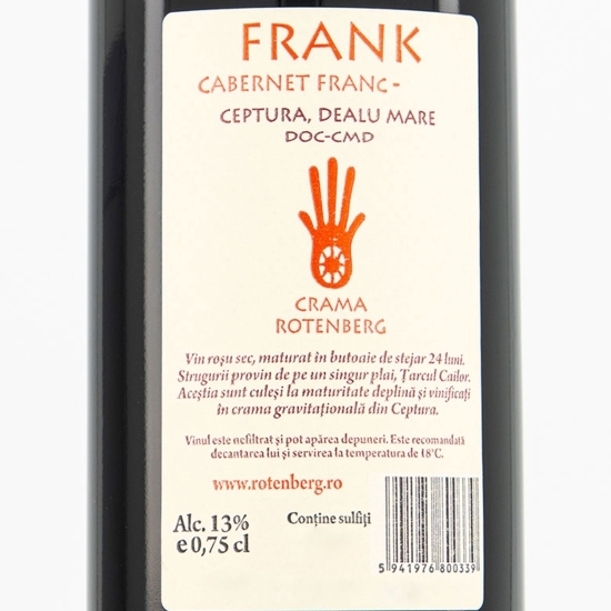 Vin roșu sec Cabernet Franc, 13%, 0.75l