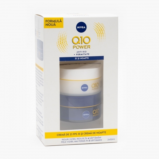 Pachet Q10 Power: Cremă anti-rid Q10 zi + Cremă antirid Q10 noapte, 2x50ml