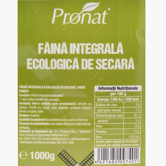 Făină eco integrală de secară 1kg