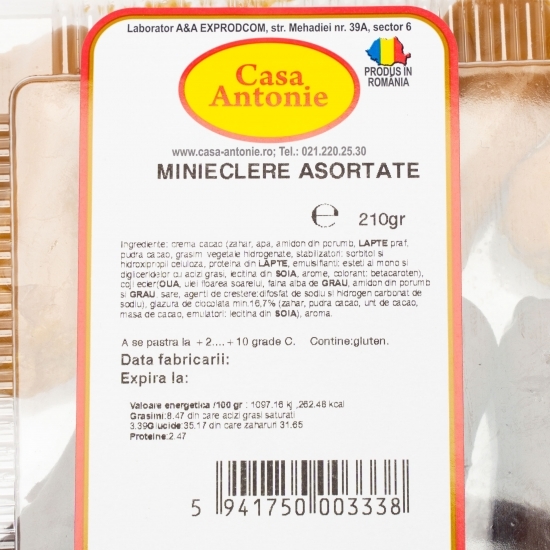 Minieclere asortate 210g 