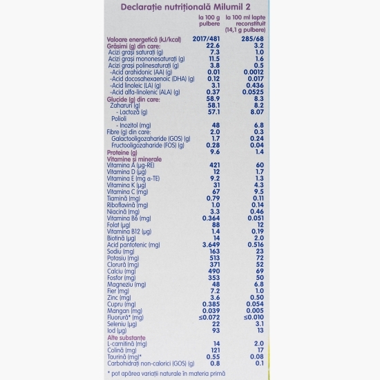 Formulă de lapte de continuare 2, 6-12 luni, 600g