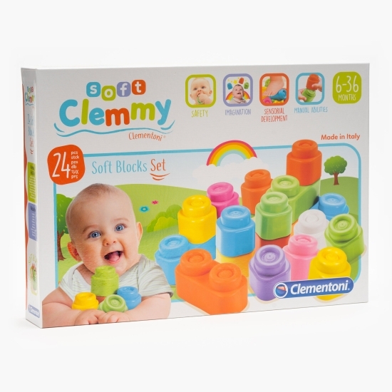 Set Soft Clemmy cu 24 cuburi, 6-36 luni
