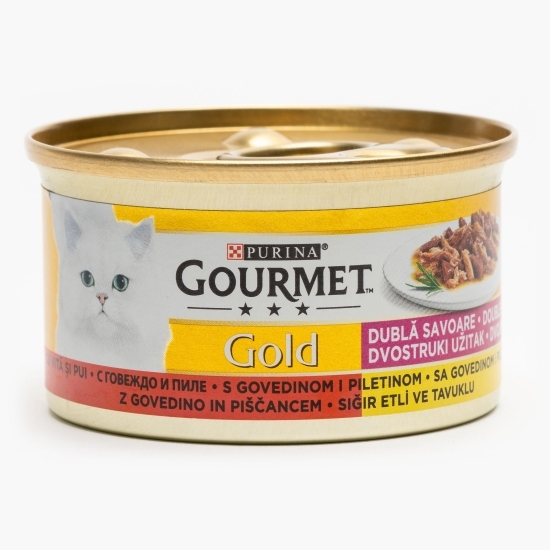 Hrană umedă pentru pisici, 85g, Double Pleasure cu vită și pui în sos 