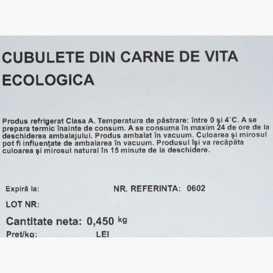 Cubulețe din carne de vită eco 450g