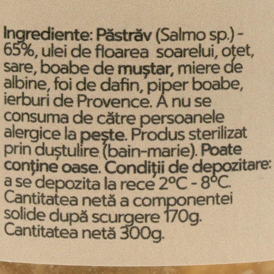 Marinată de păstrăv în ulei cu ierburi de Provence, 300g