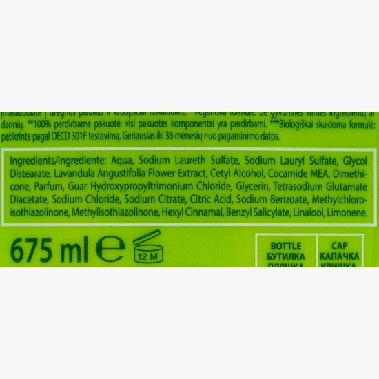 Șampon pentru toate tipurile de păr, cu extract de lavandă 675ml