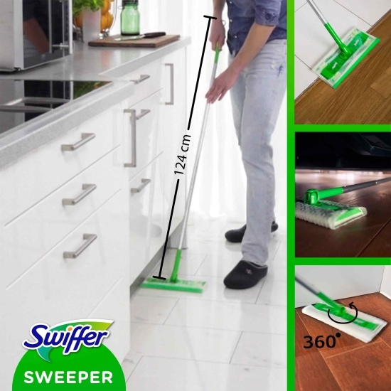 Trusă de bază cu mop uscat/umed Trap & Lock 1 +8 rezerve lavete uscate + 3 rezerve lavete umede
