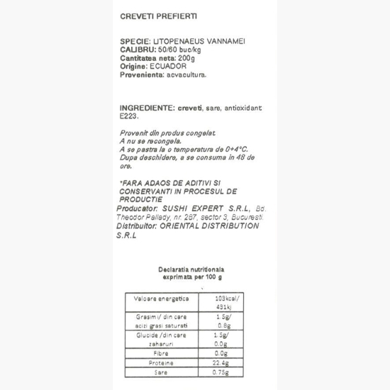 Creveți prefierți 50/60, 200g