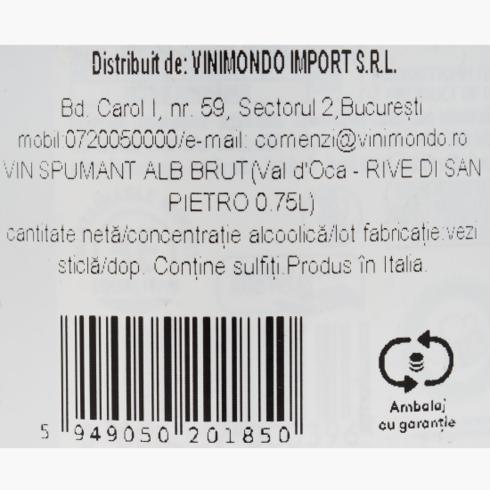 Vin spumant alb brut Prosecco San Pietro Barbozza, 11.5%, 0.75l