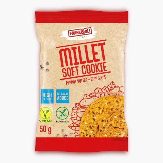 Cookie vegan cu mei, unt de arahide și semințe de chia Millet Soft, 50g