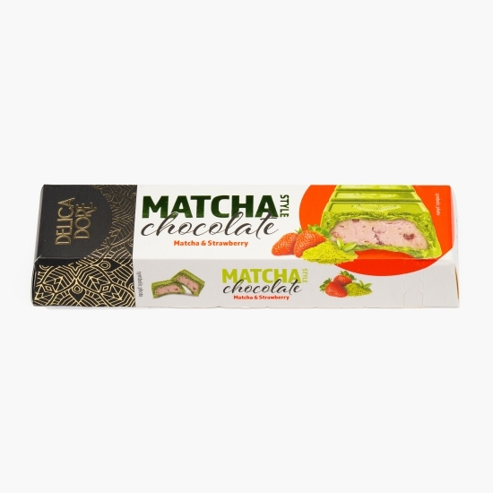 Baton cu ciocolată albă, cu matcha și căpșune, 74g
